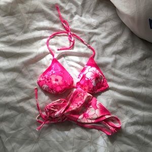 Neon Pink Hibiscus Floral Bikini